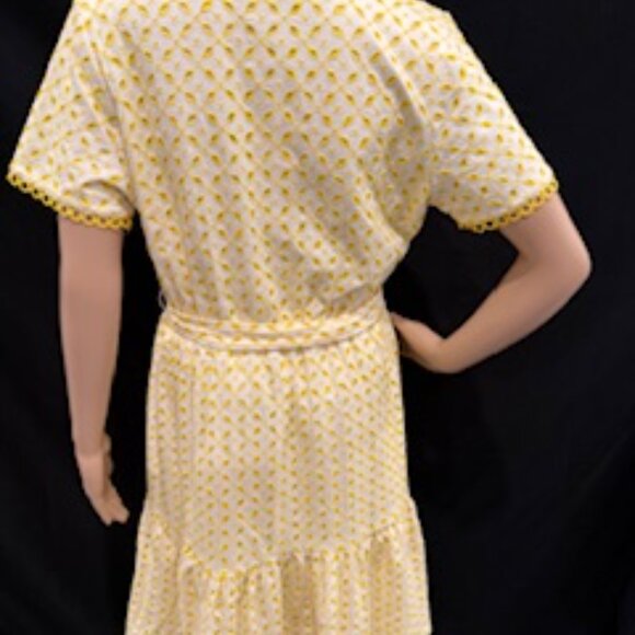 Gibson Latimer Cotton Midi Dress – Size M Yellow/White Embroidery Dress - Picture 6 of 9
